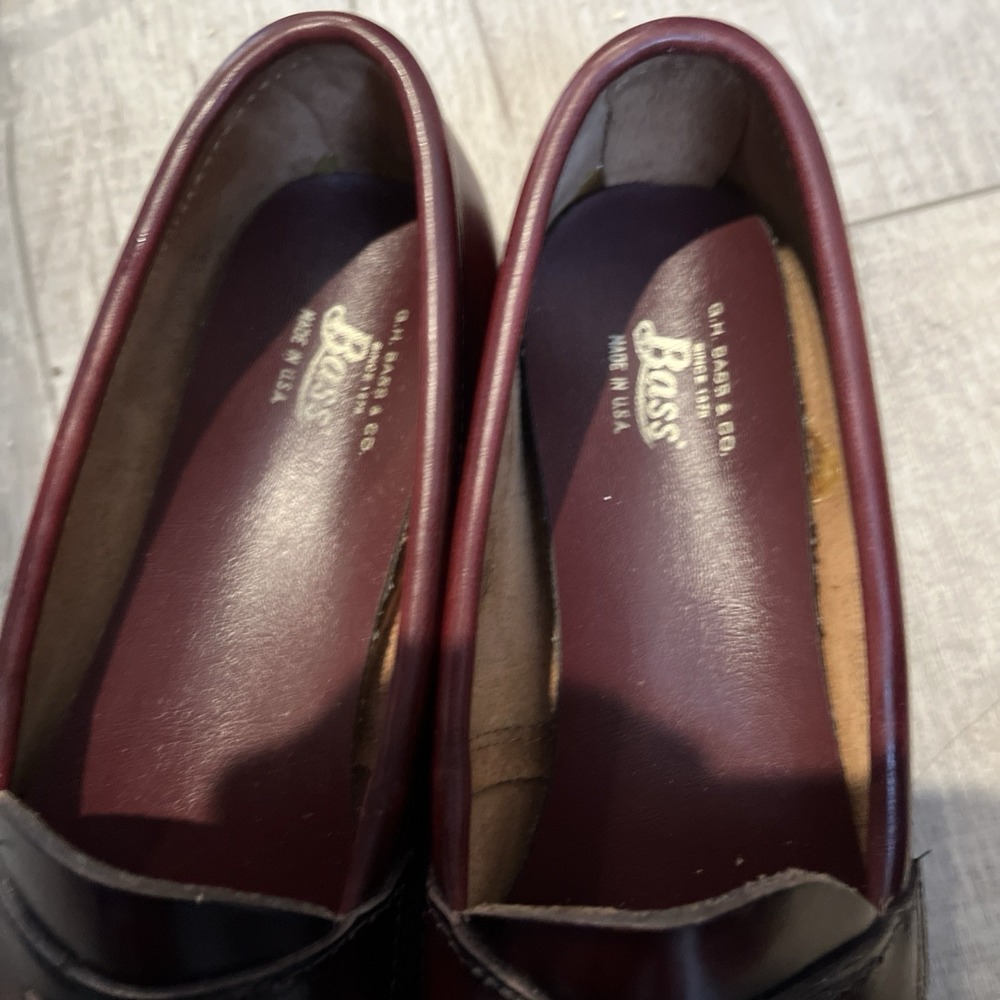 Women's Size 7-7.5 GH Bass Penny Loafer Leather Shoes Burgundy - Picture 5 of 5